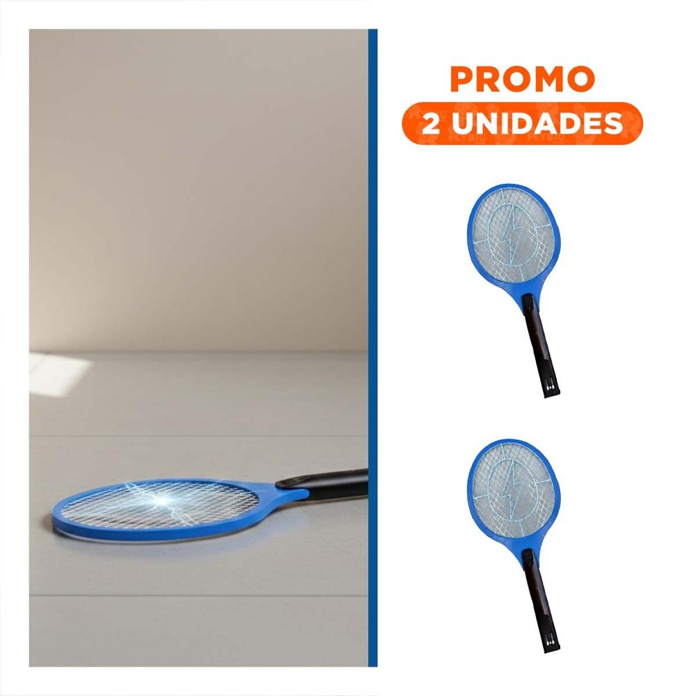 Pack2 Matamoscas Electrico Azul Mango Negro para Casa y Control de Insectos Y Regalo Sticker