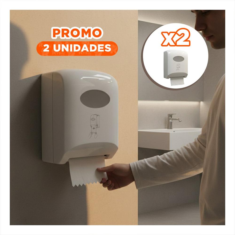Pack2 Dispensador Papel Toalla Rollo Horizontal Blanco para Cocina y Hogar