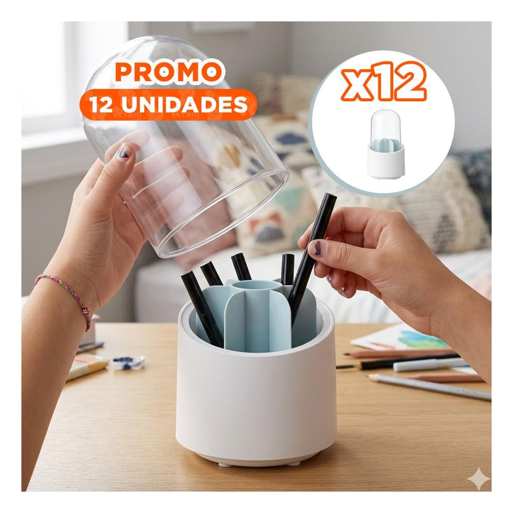 Pack12 Porta Cosmeticos Giratorio Celeste para Accesorios de Belleza Diario Y Regalo Sticker