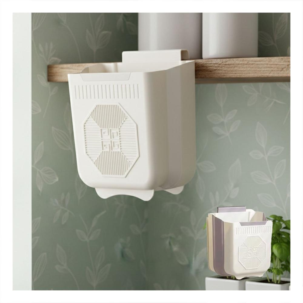 Tacho Plegable para Puerta 26x25.5x15.5cm Crema y Plomo para Cocina