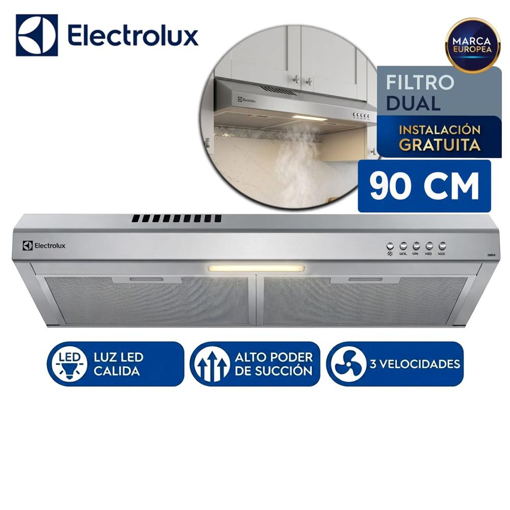 Campana Extractora Electrolux 90cm Alto Poder de Succión e iluminación LED Inox DE9SS