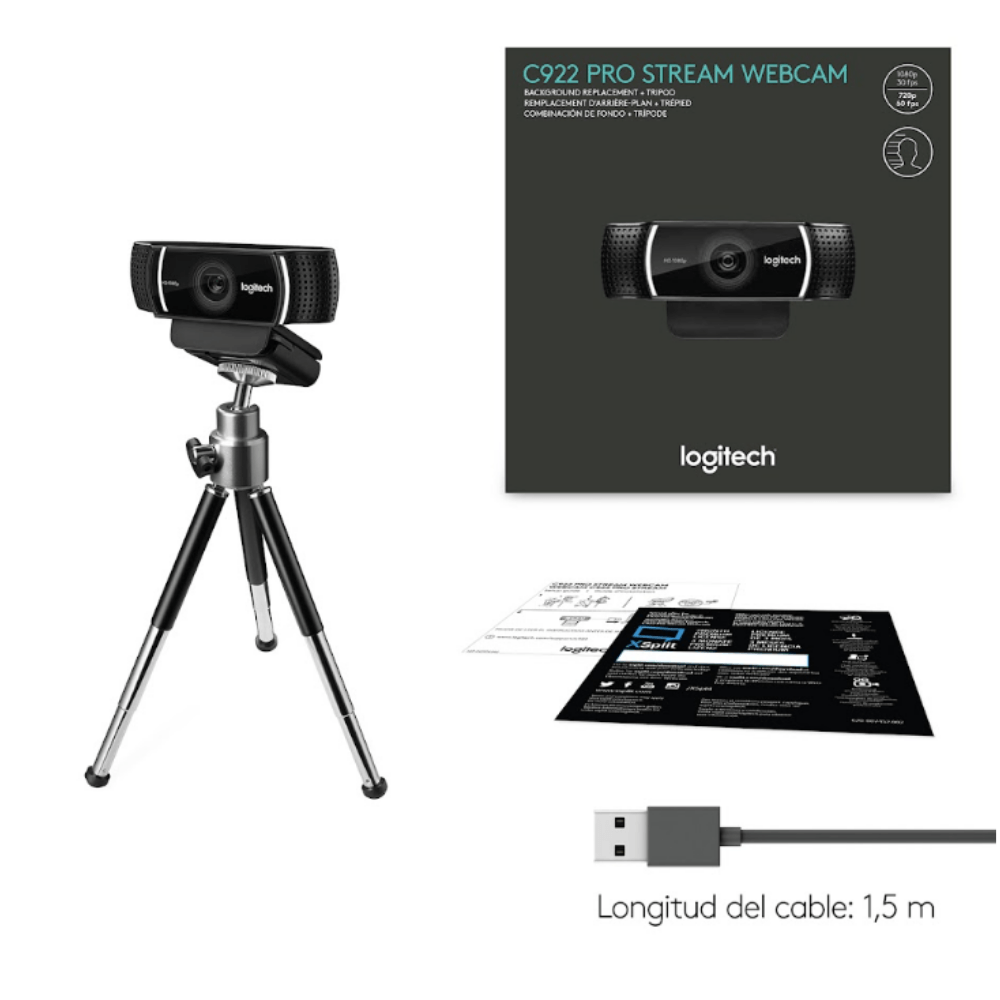Cámara Web Logitech C922 Pro Stream Full HD 1080p