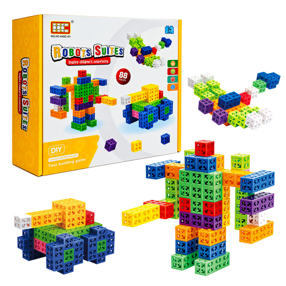 Juego de Bloques Cuadrados 88 Piezas Juguete de Construcción
