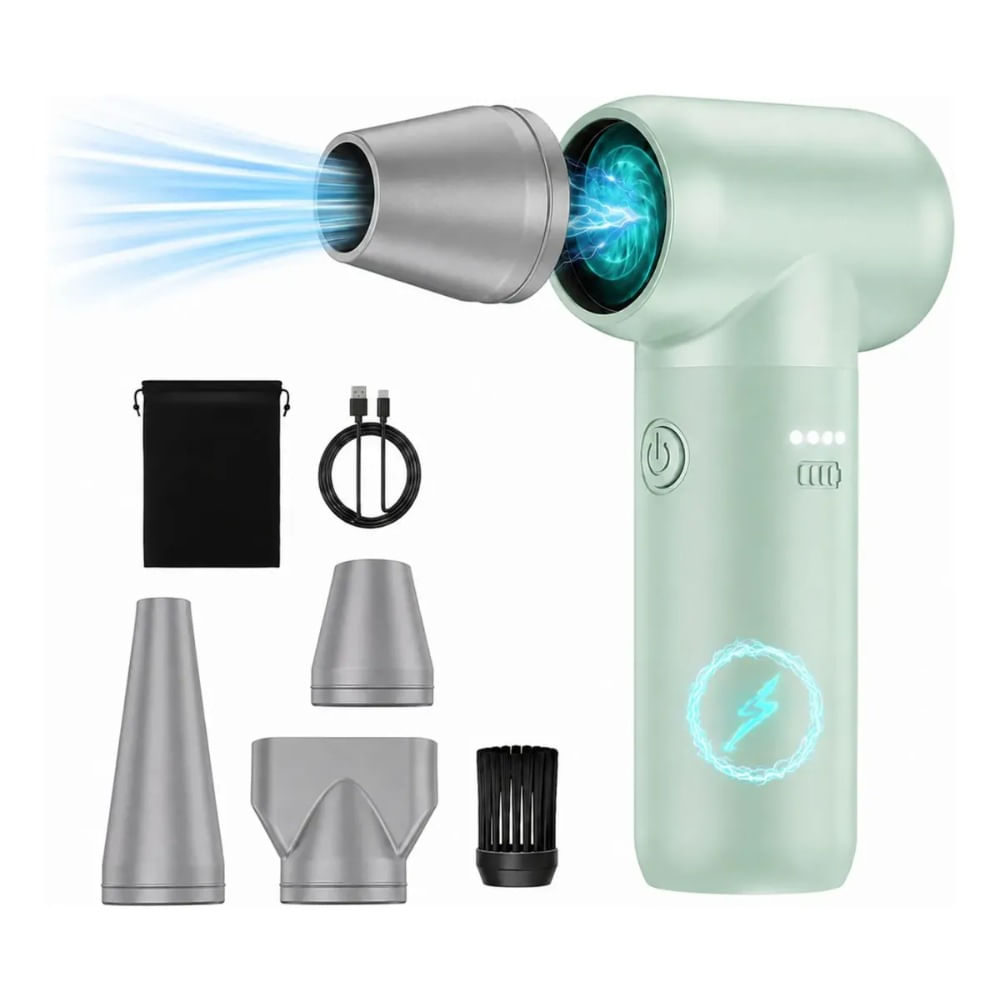 Soplador De Aire Potente 180000 Rpm 9000mah 3 Velocidades Verde