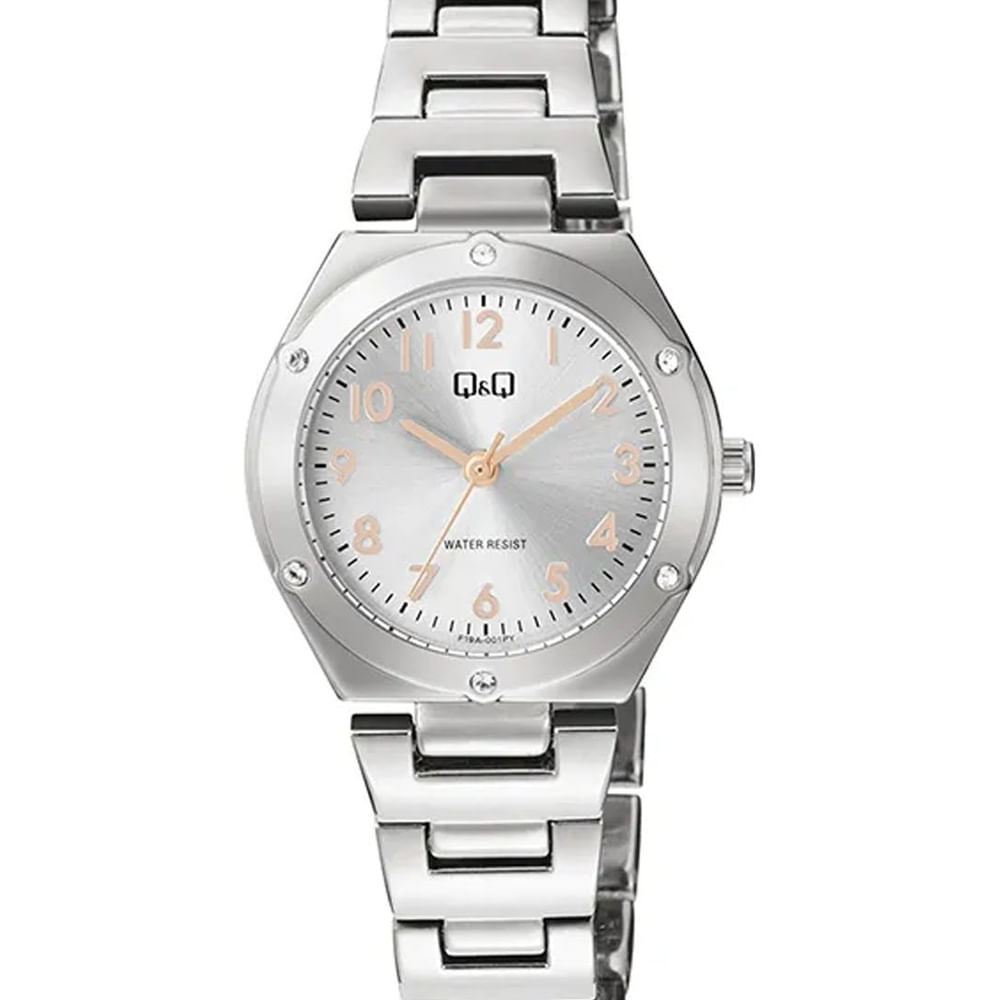 Reloj QyQ Para Mujer Plateado Modelo F19A-001PY Analógico Elegante con Brazalete Metálico