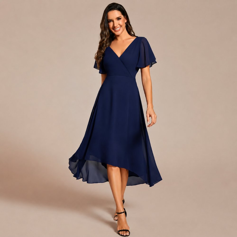 Vestido Largo Gasa Coctel Vestido Largo Gasa Azul M TM