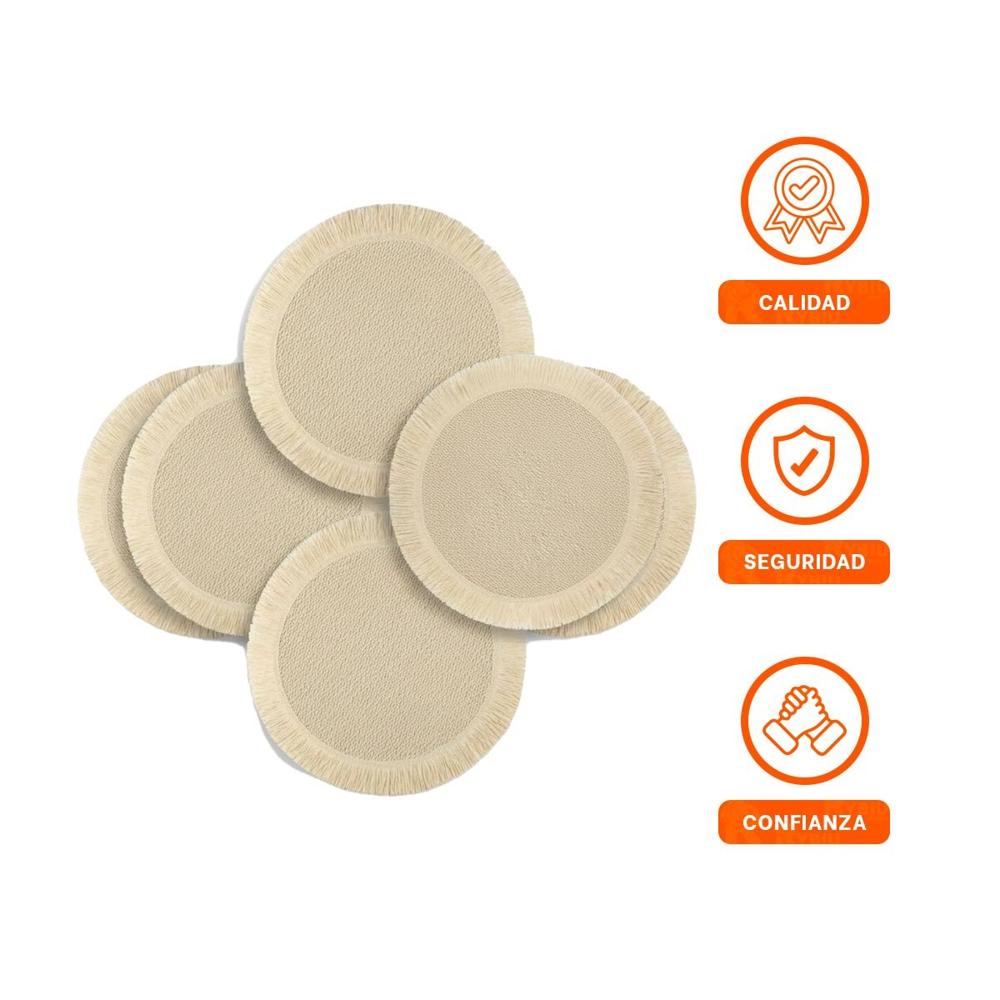 Individuales para Mesa con Flecos y Tejido Circular Color Beige Y Regalo Sticker