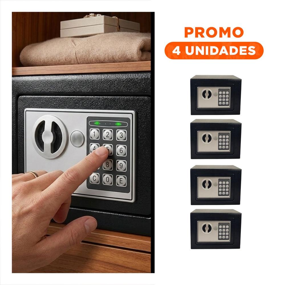 Pack4 Fuerte Negro 23x17x17cm para Guardado de Objetos y Seguridad en Casa