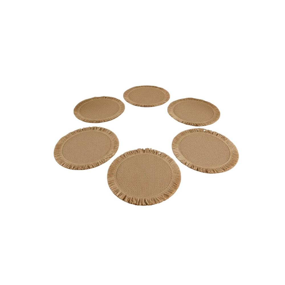 Individuales para Mesa con Flecos y Tejido Circular Color Caqui Y Regalo Sticker