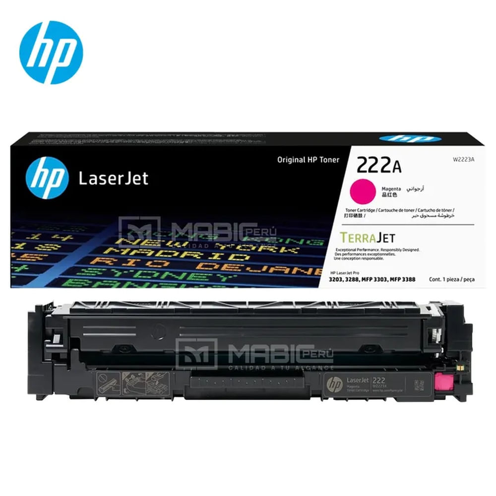 TONER HP 222A MAGENTA W2223A L.J. 3303, 3201, 3204, 3288 ORIGINAL