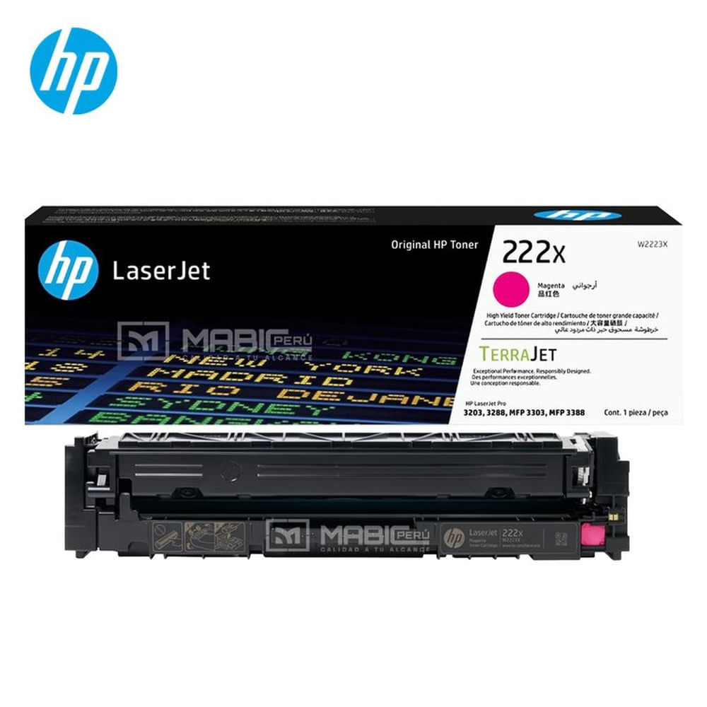 TONER HP 222X MAGENTA W2223X L.J. 3303, 3201, 3204, 3288 ORIGINAL