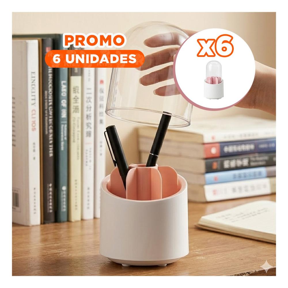Pack6 Porta Cosmeticos Giratorio Rosado para Accesorios de Belleza Diario
