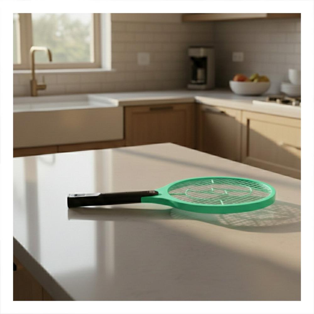 Paleta Mosquitera Verde con Mango Negro para Casa y Eliminacion de Mosquitos Y Papel Regalo