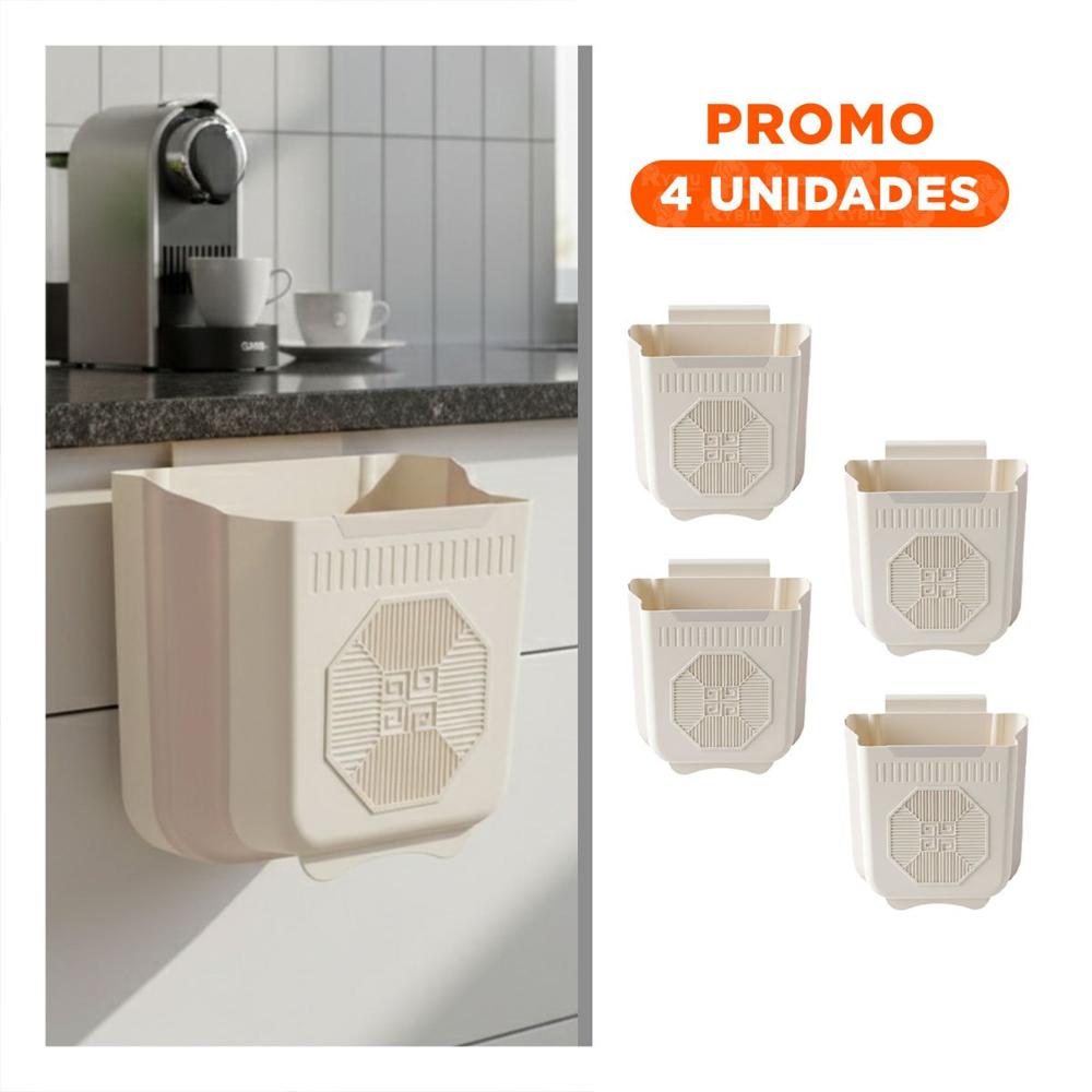 Pack4 Contenedor Plegable para Puerta 26x25.5x15.5cm Crema y Plomo para Lavadero