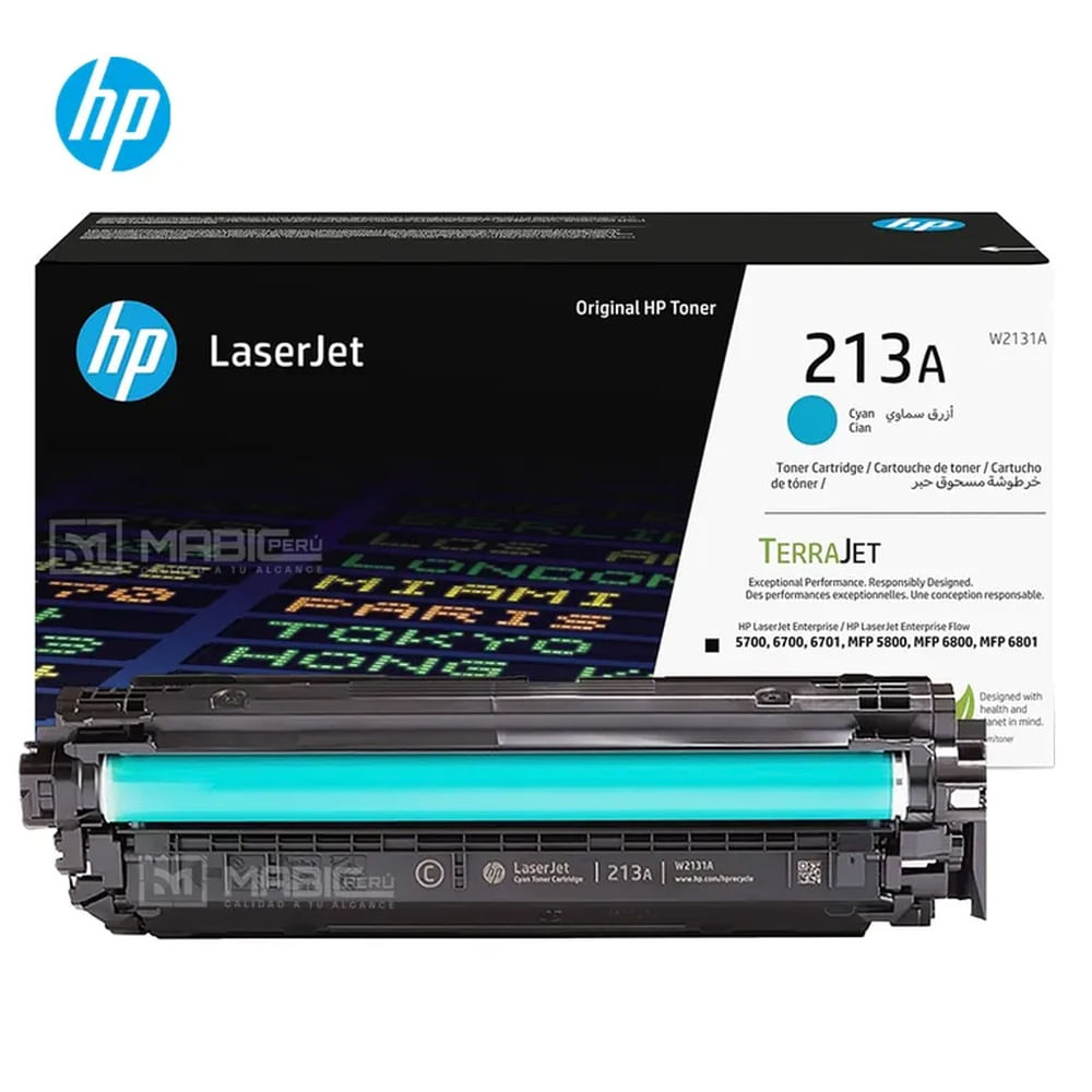 TONER HP 213A CIAN W2131A L.J. 5700, 5800, 6700, 6800 ORIGINAL