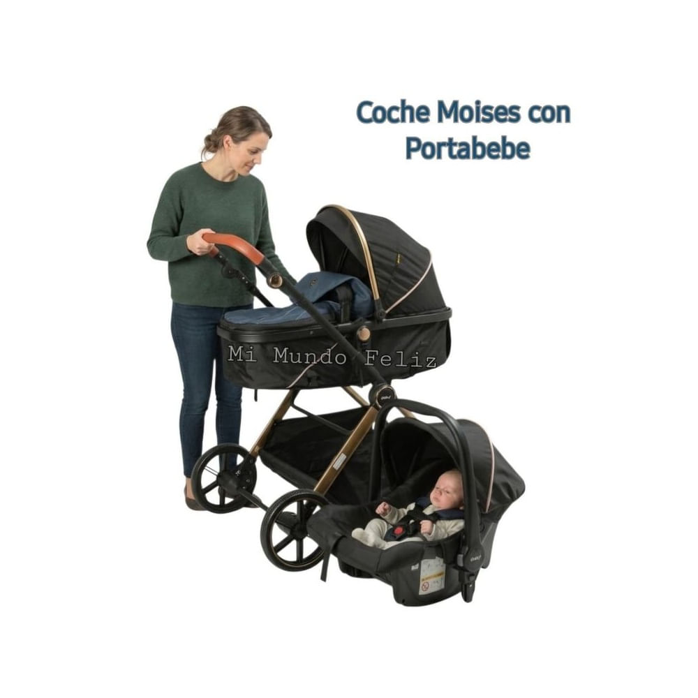Coche Para Bebe Con Portabebe Moises - Blue Azul marino