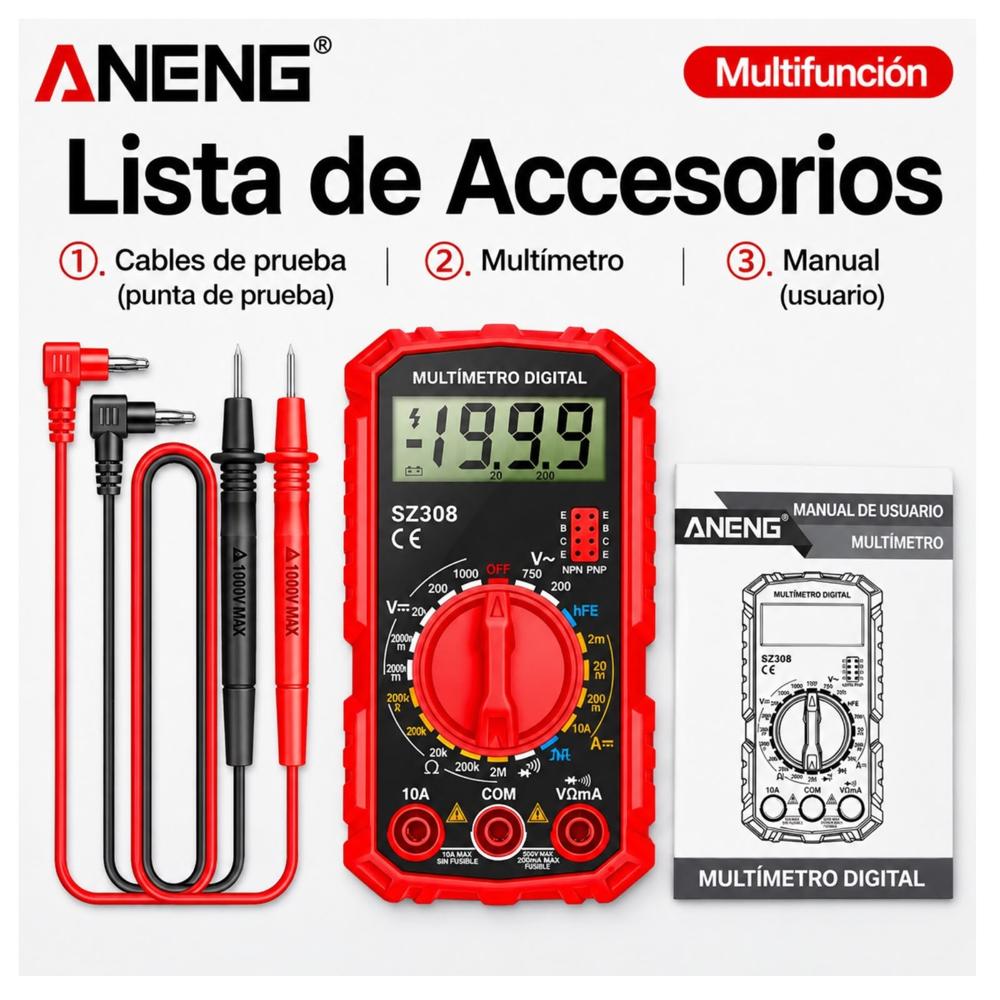 MULTIMETRO ANENG SZ308 FUNCIONES ADICIONALES