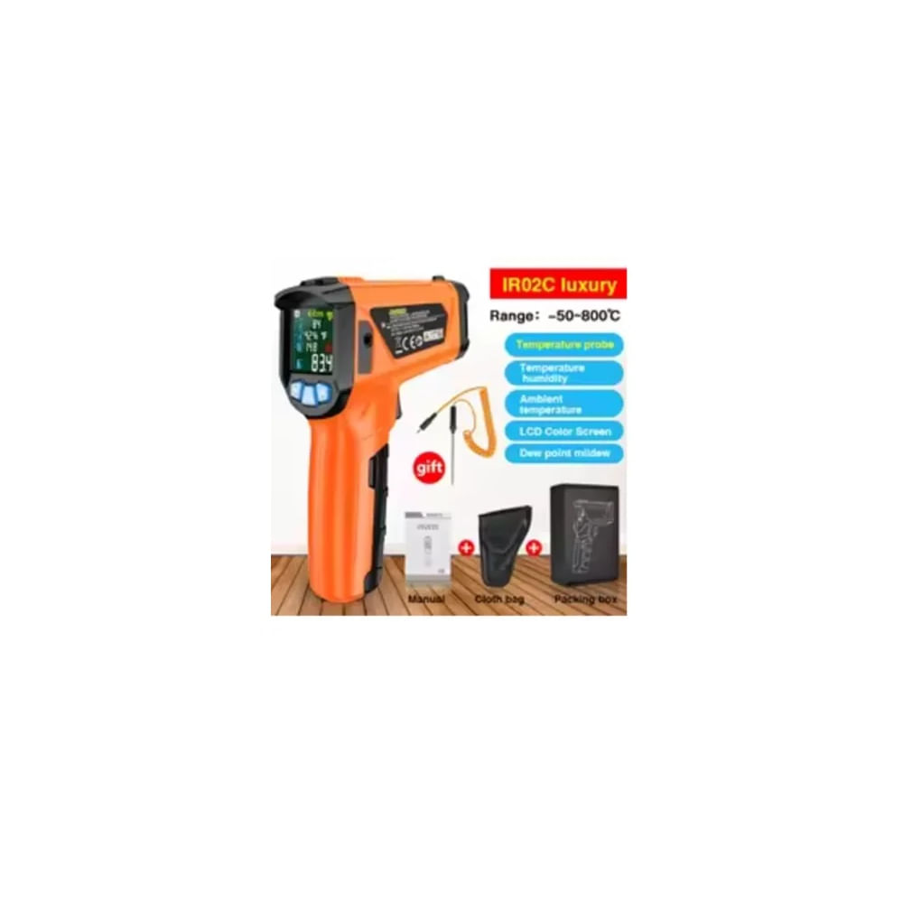 Pirometro Termometro Industrial Infrarrojo Mestek de -50 a 800 grados termopar Naranja