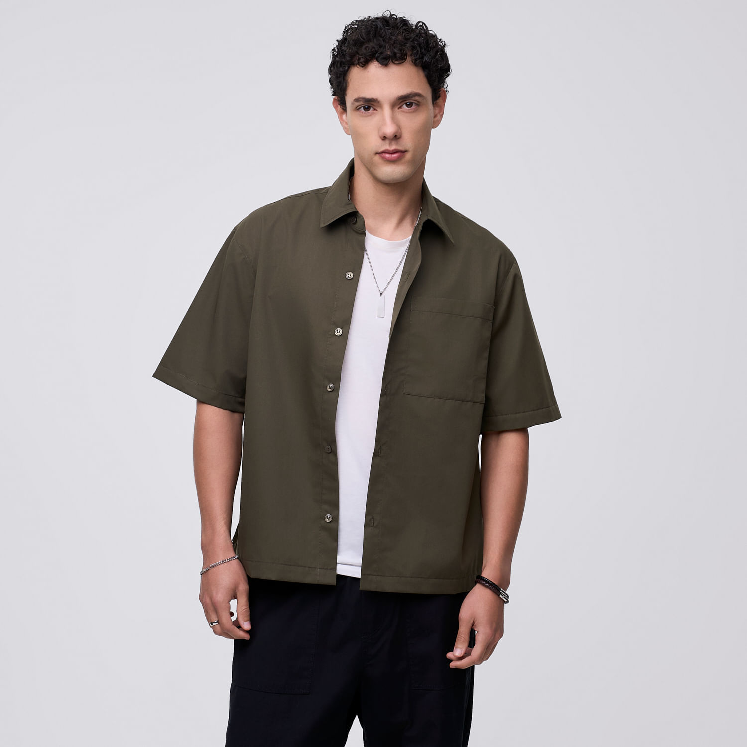 Camisa Manga Corta Hombre Solid Soft Hypnotic Verde Talla S