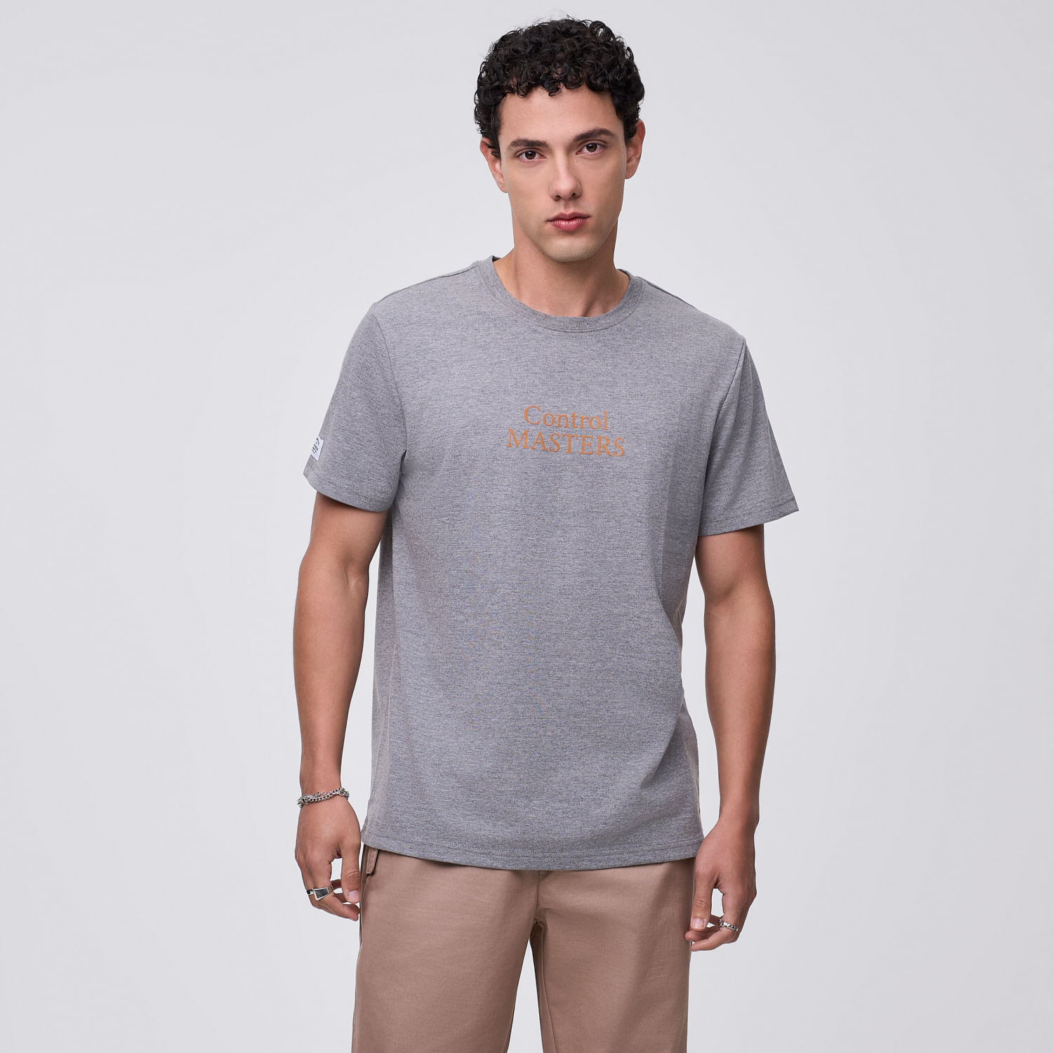 Polo Manga Corta Hombre New Frase Flock Hypnotic Gris Melange Talla XL
