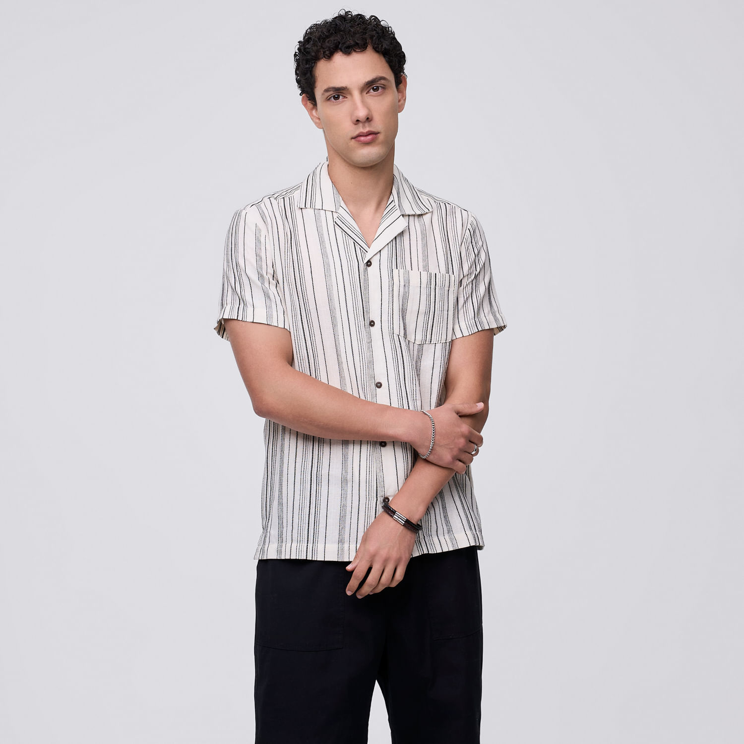 Camisa Manga Corta Hombre Espiga Hypnotic Ecru Talla XL