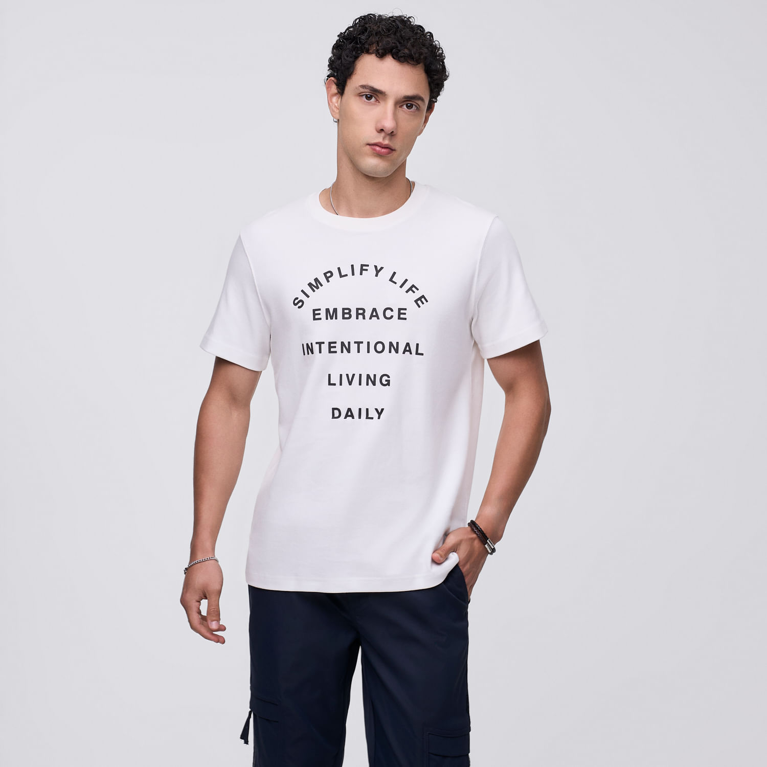 Polo Manga Corta Hombre High Text Hypnotic Ecru Talla L