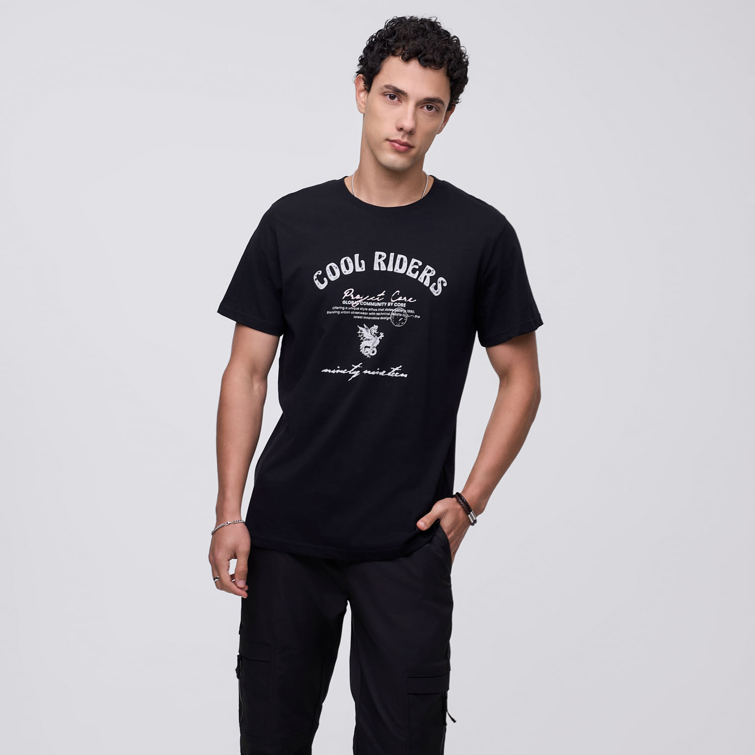 Polo Manga Corta Hombre Frase Print Hypnotic Negro Talla M