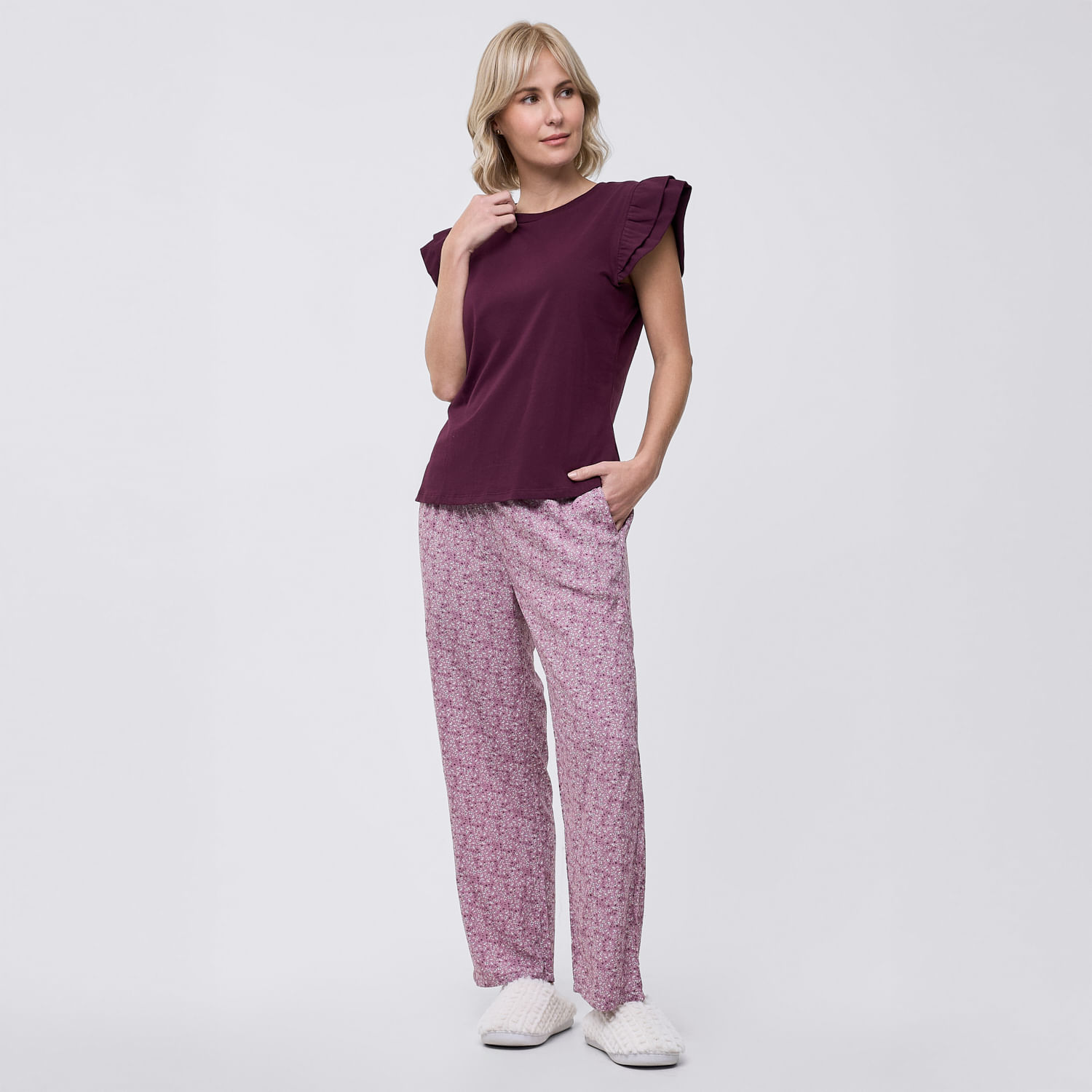 Pijama Mujer Flower Zafin + Pantalón Rosado Talla Xl