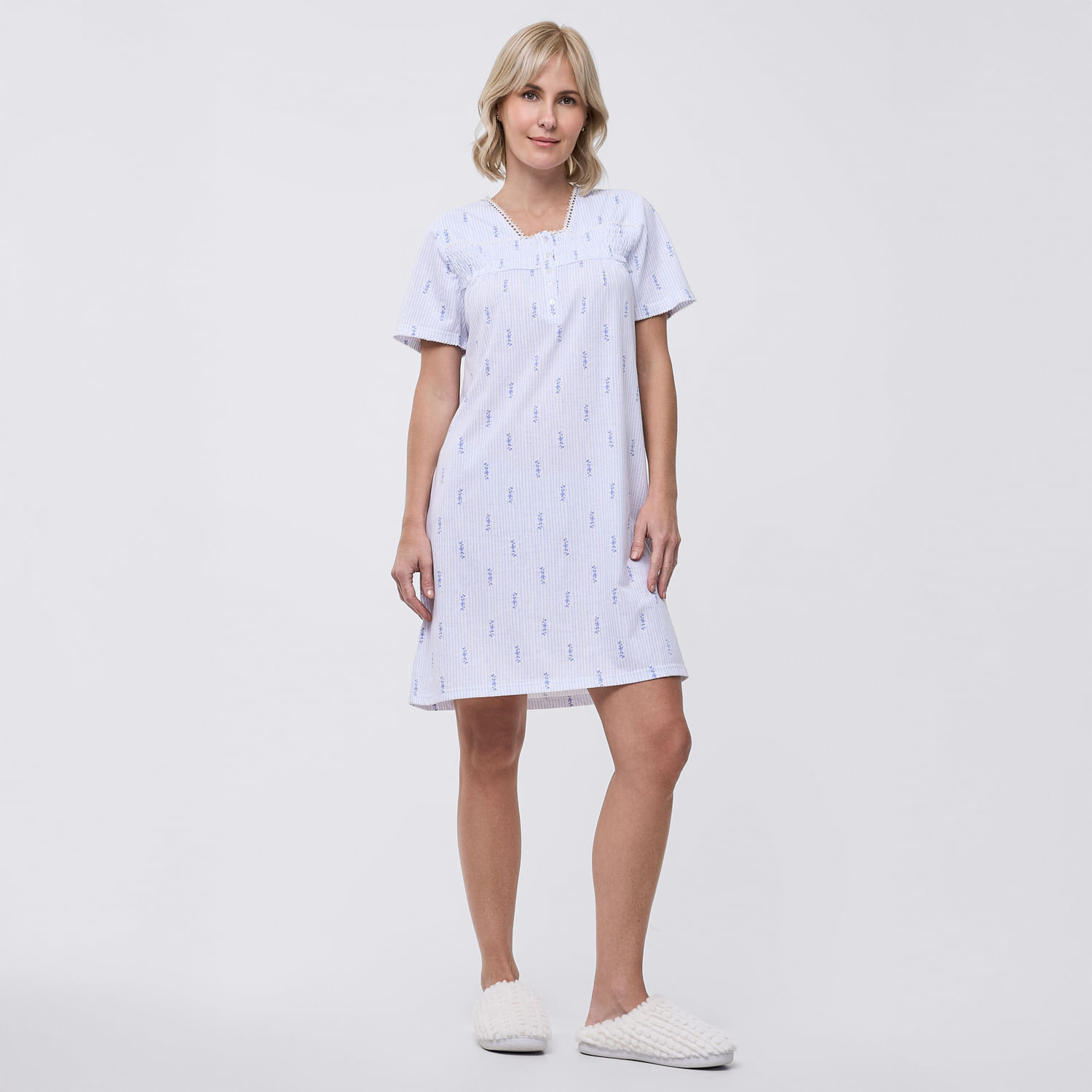 Camisón Pijama Mujer Panal Botones Zafin Celeste Bebé Talla M