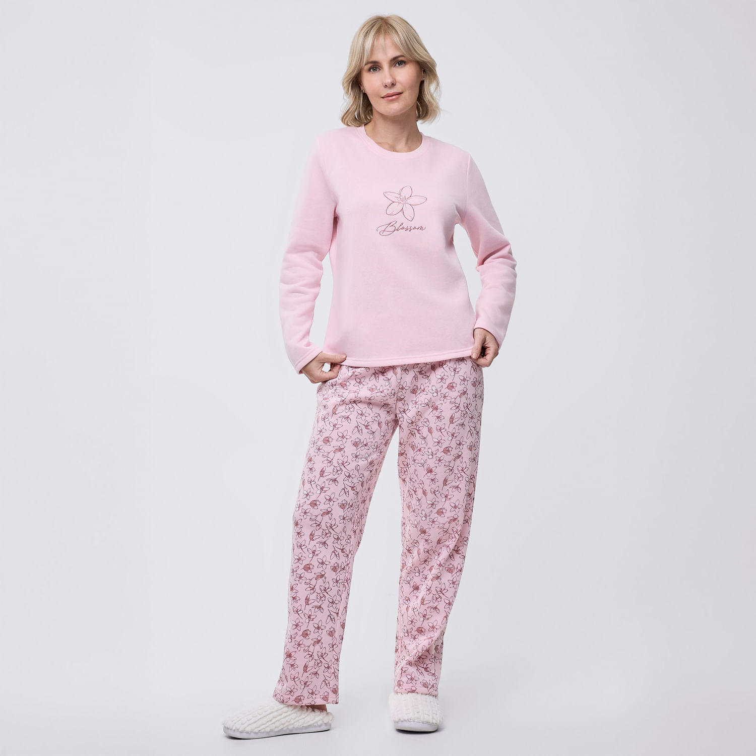 Pijama Mujer Bordado Frane Zafin Rosado Talla S