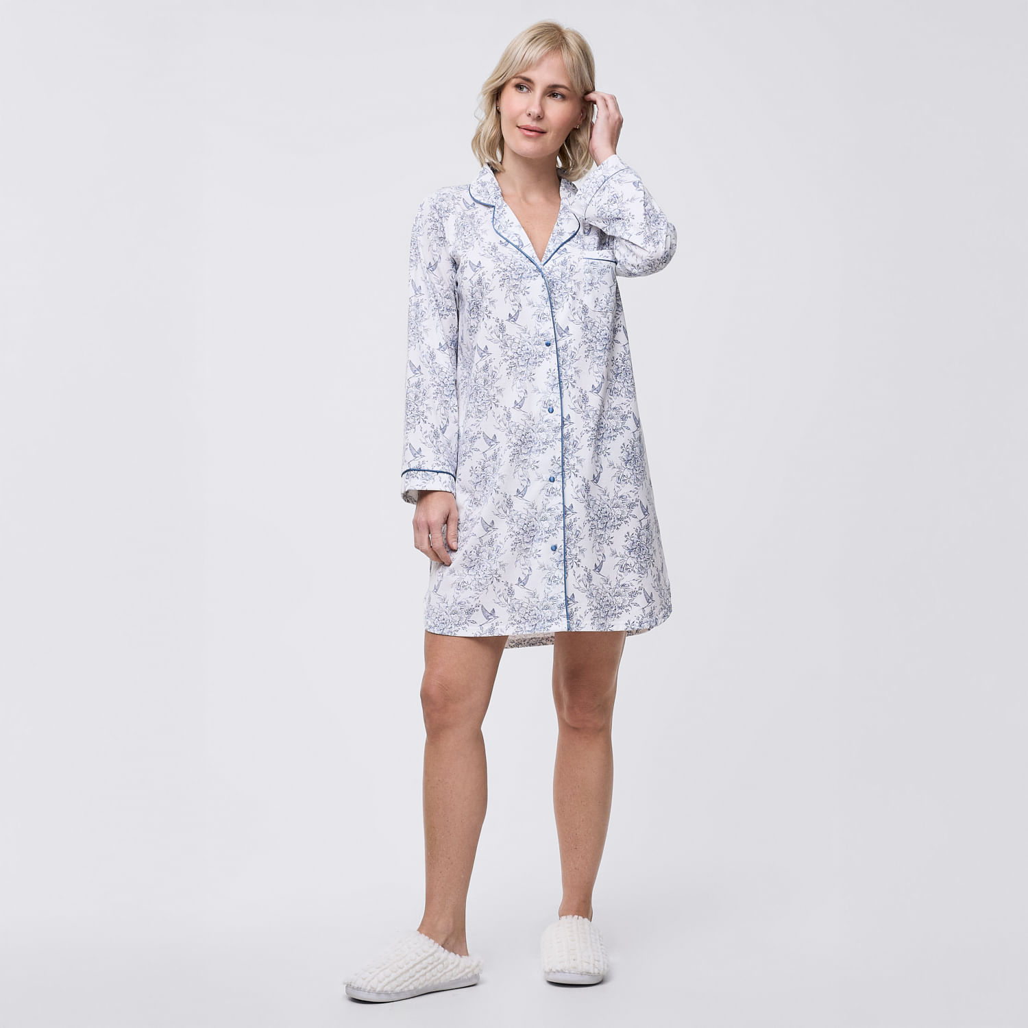 Camisón Pijama Mujer Camisera Print Zafin Celeste Cielo Talla L