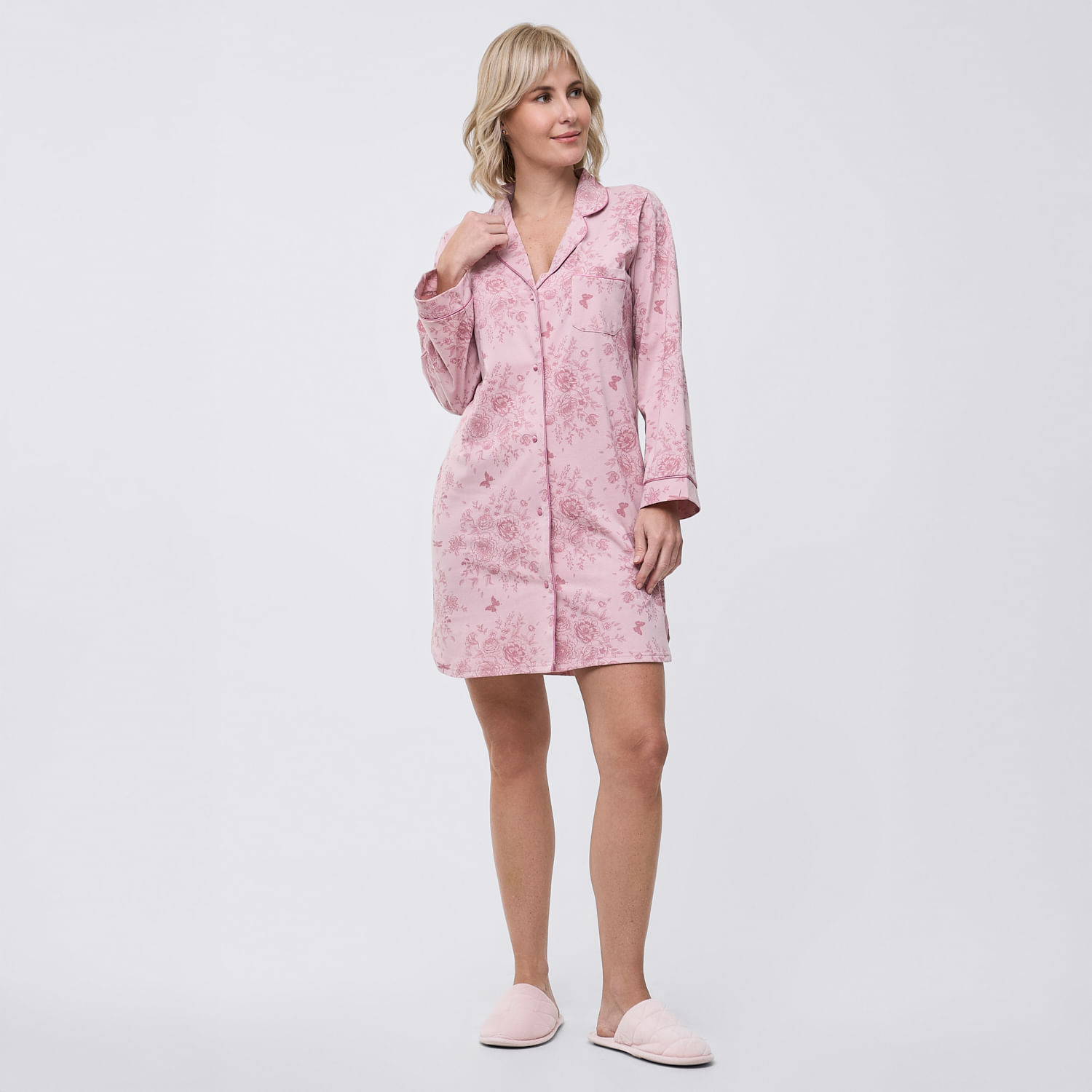 Camisón Pijama Mujer Camisera Print Zafin Palo Rosa Talla L