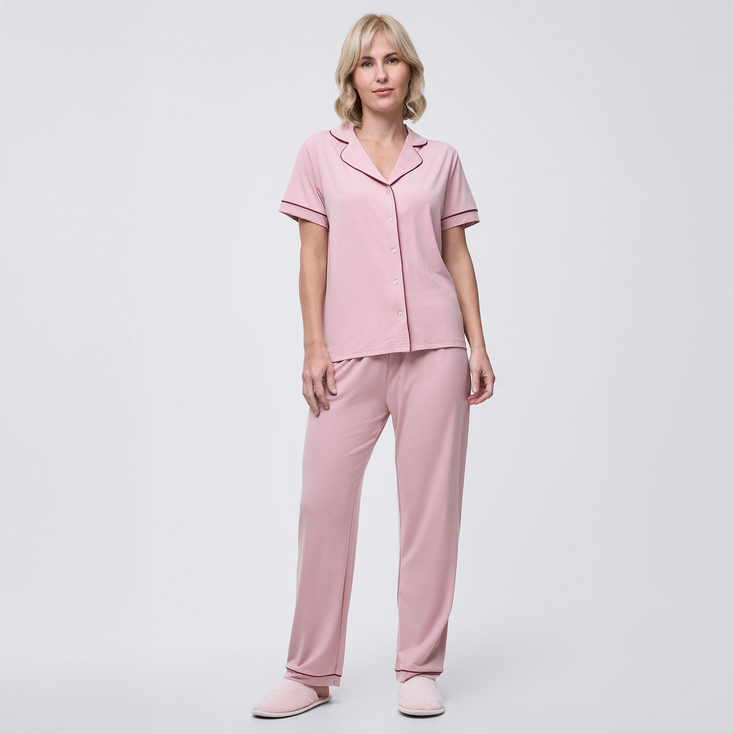 Pijama Mujer Camisera Solid Vis I Zafin Palo Rosa Talla L