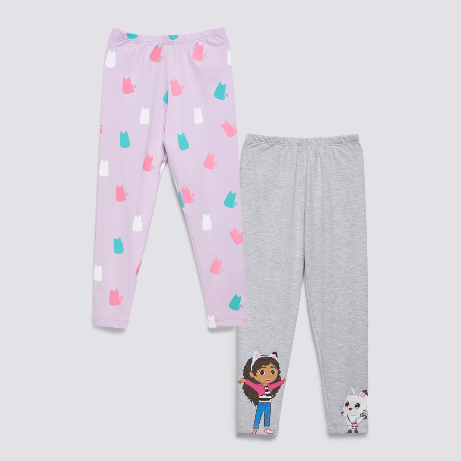Legging Niña Algodón Pack X2 Gabbys Dollhouse Gris Melange Talla 6