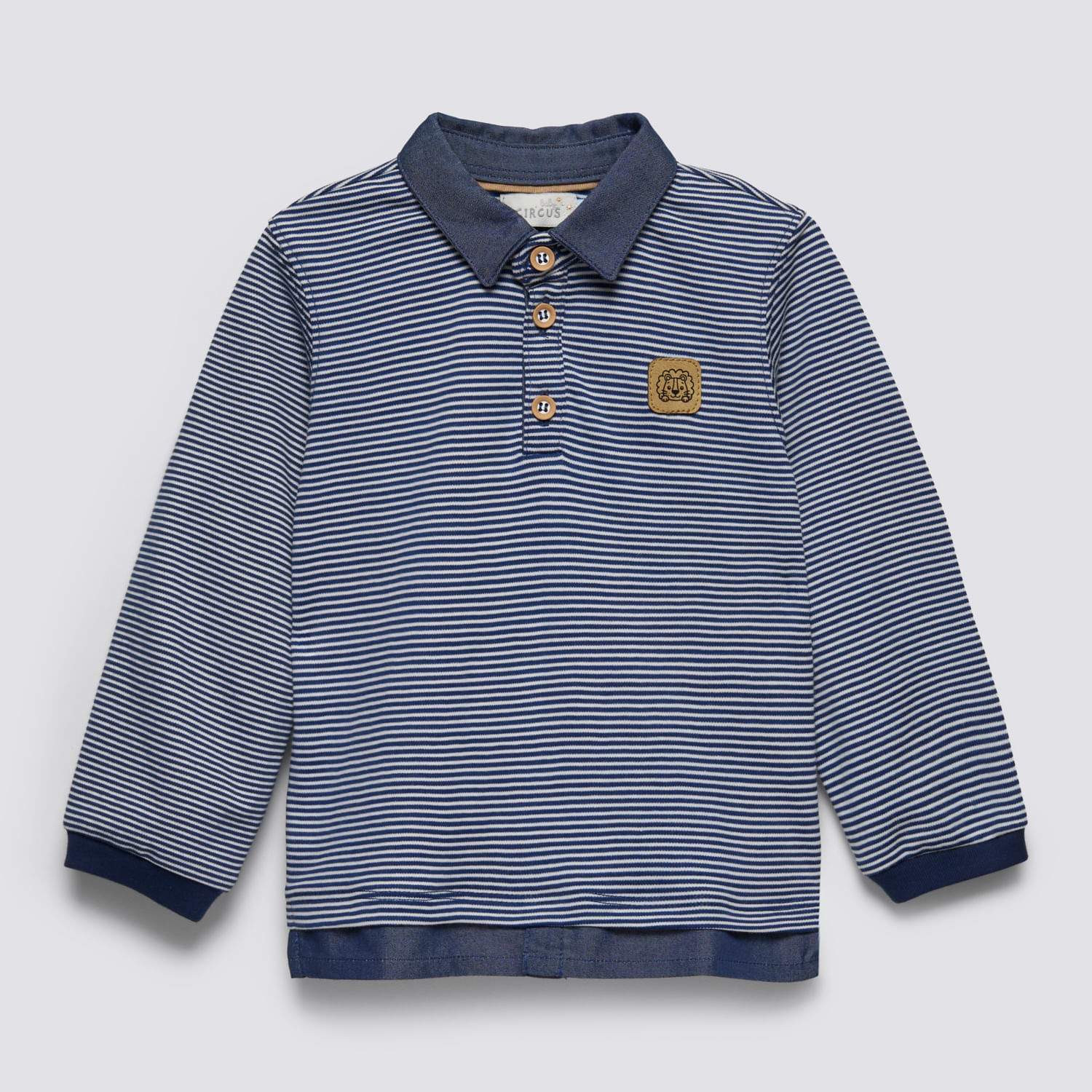 Polo Manga Larga Bebé Niño Box Stripes Baby Circus Azul Talla 12M