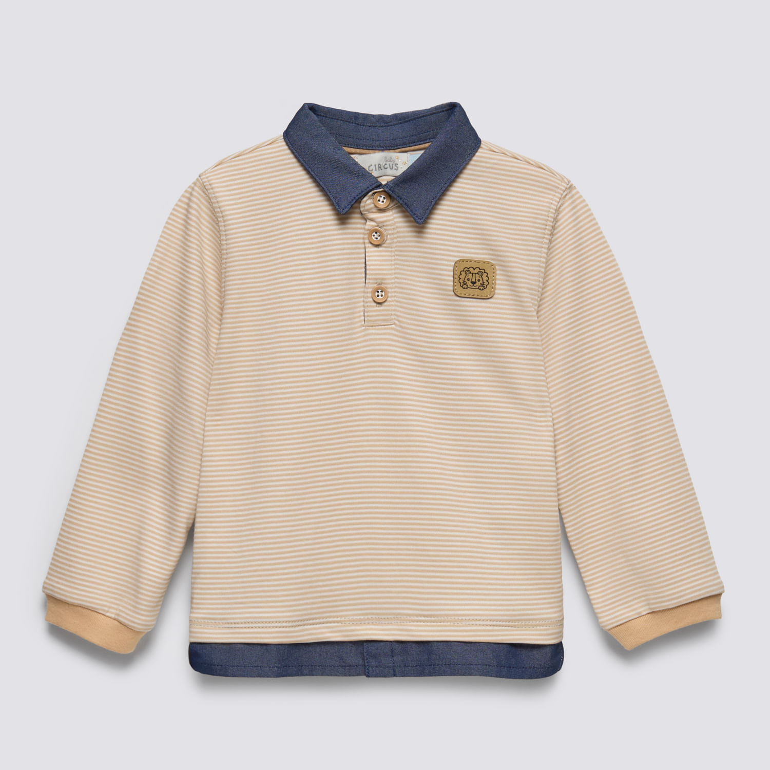 Polo Manga Larga Bebé Niño Box Stripes Baby Circus Beige Talla 9M
