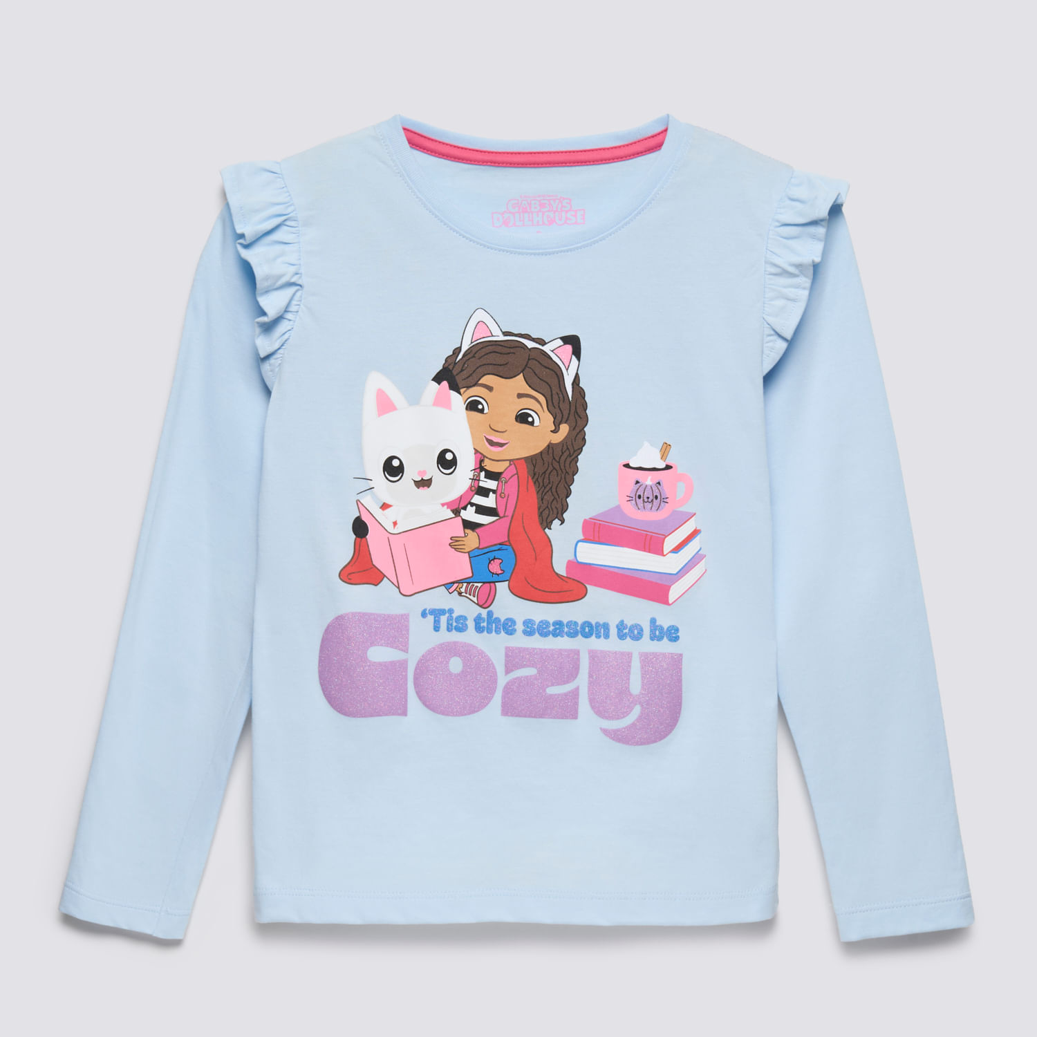 Polo Manga Larga Niña Alita Print Gabbys Dollhouse Celeste Talla 4
