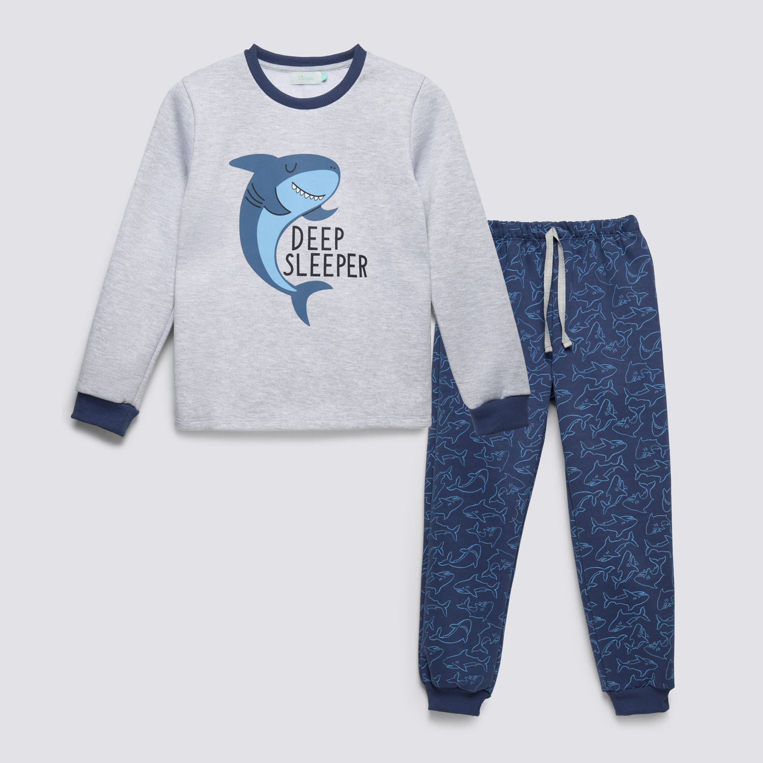 Pijama Niño Franela Circus Gris Melange Talla 8