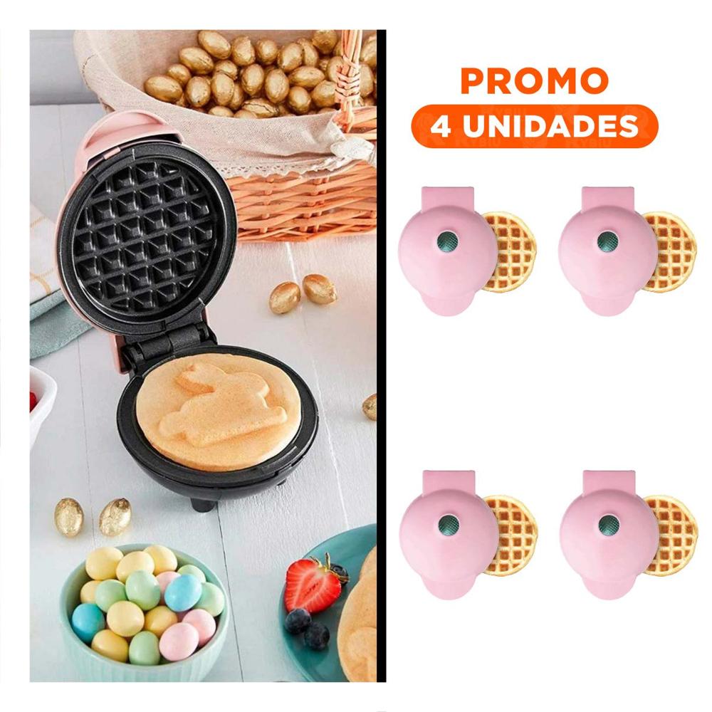Pack4 Plancha para Waffles Rosado para Cocina y Preparacion de Waffles Diarios