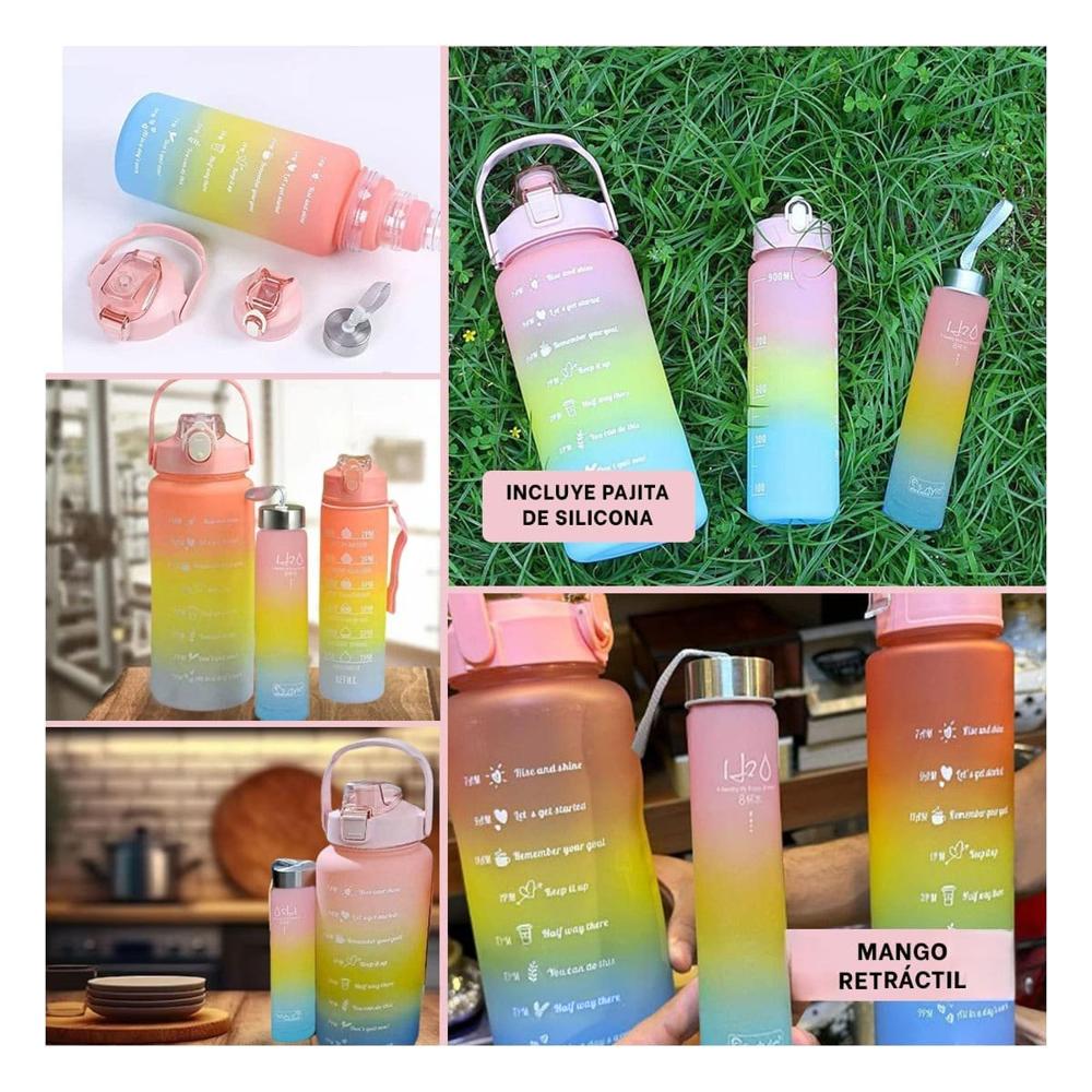 Botellas de Hidratacion en Rosado con Capacidad 2 L 1 L y 300 Ml en Set de 3 Y Notas