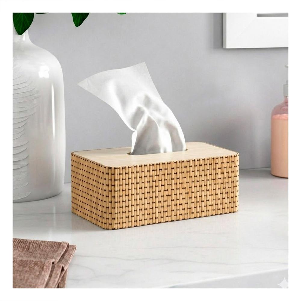 Servilletero de Mesa Bambu Cuadritos Mostaza Claro 21x13x8 cm YSticky