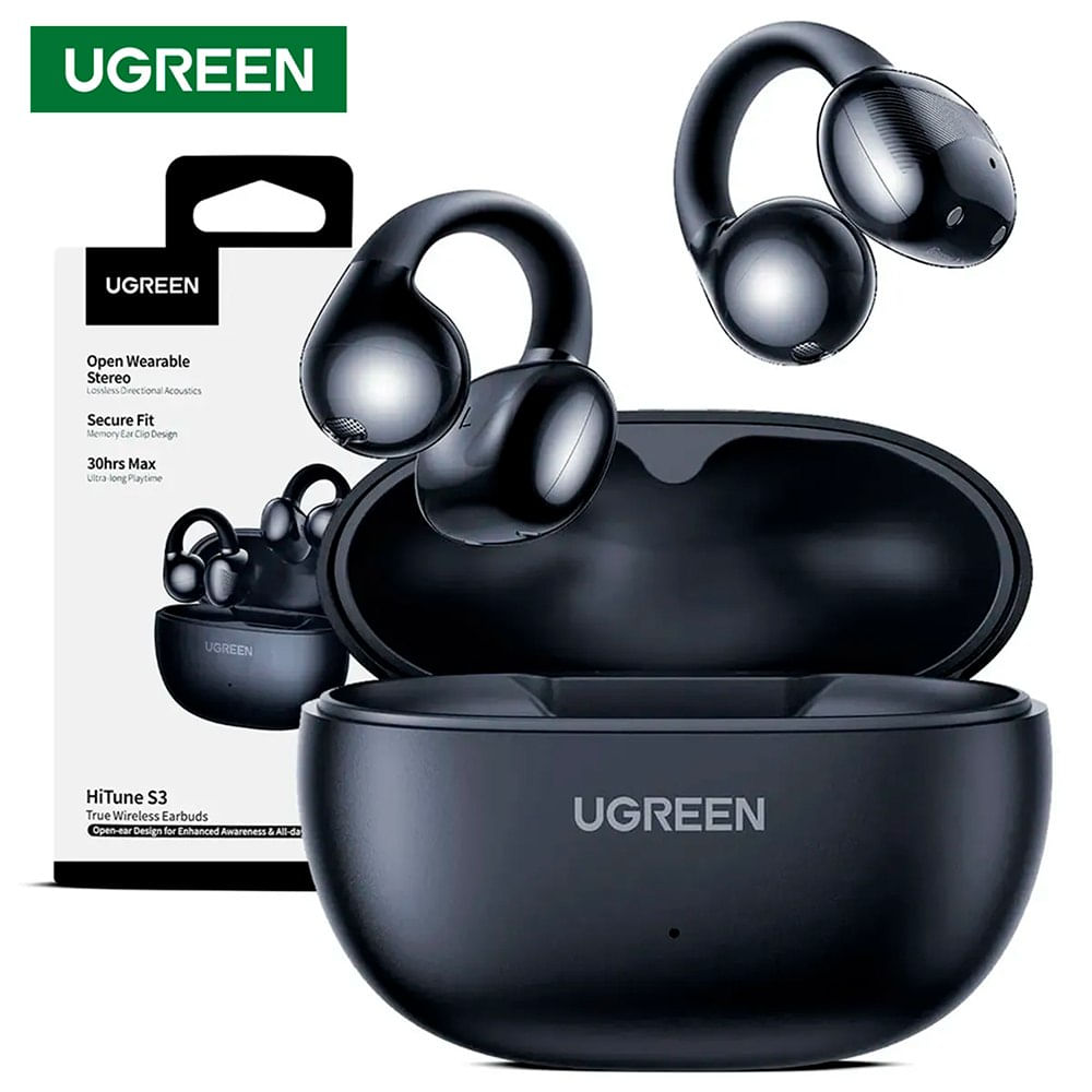 Audífonos Inalámbricos Open-Ear Ugreen HiTune S3 Bluetooth 5.4 Clip-On Batería 30H Negro 45785