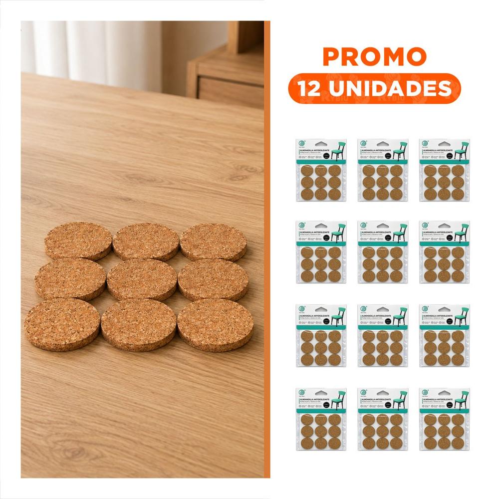 Pack12 Set Bases para Patas de Sillas Antideslizantes Redondas Mostaza 9 Unidades