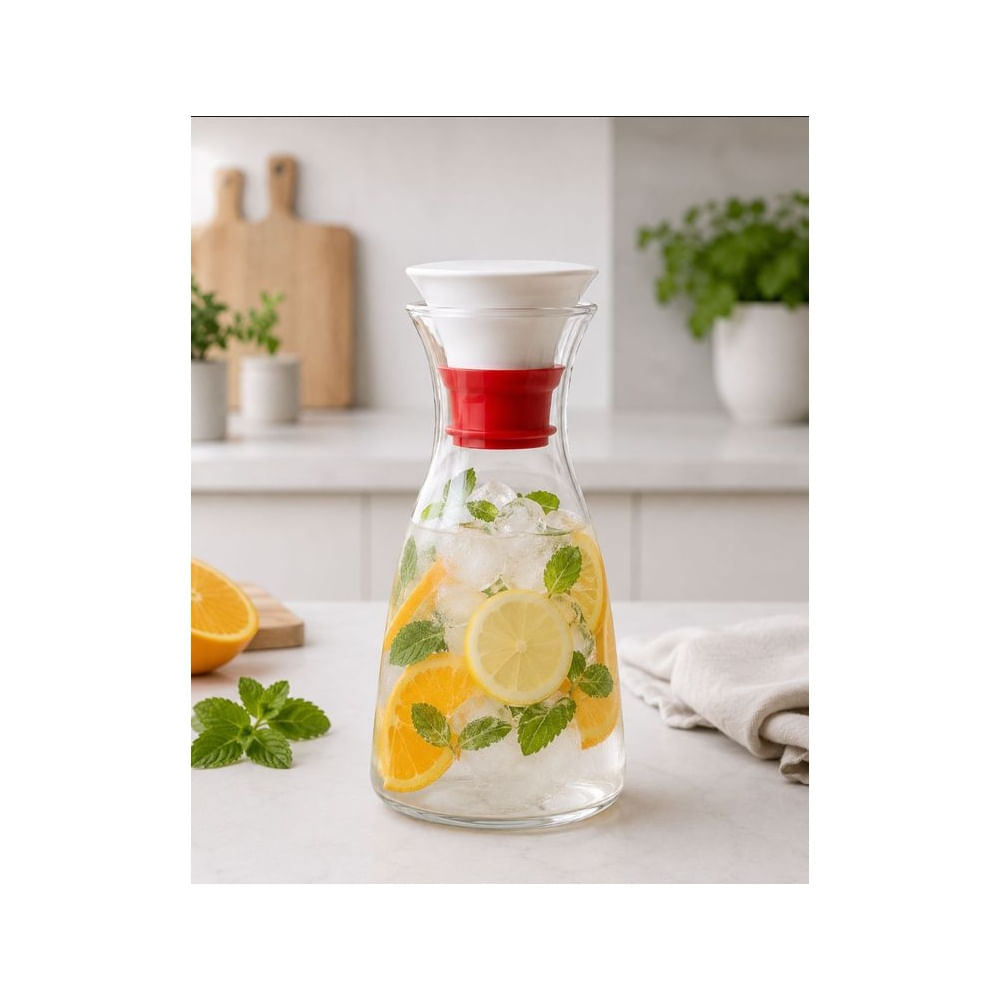 Jarra Premium de Vidrio Borosilicato 800 ml con Tapa de Cerámica y Silicona Resistente al Calor