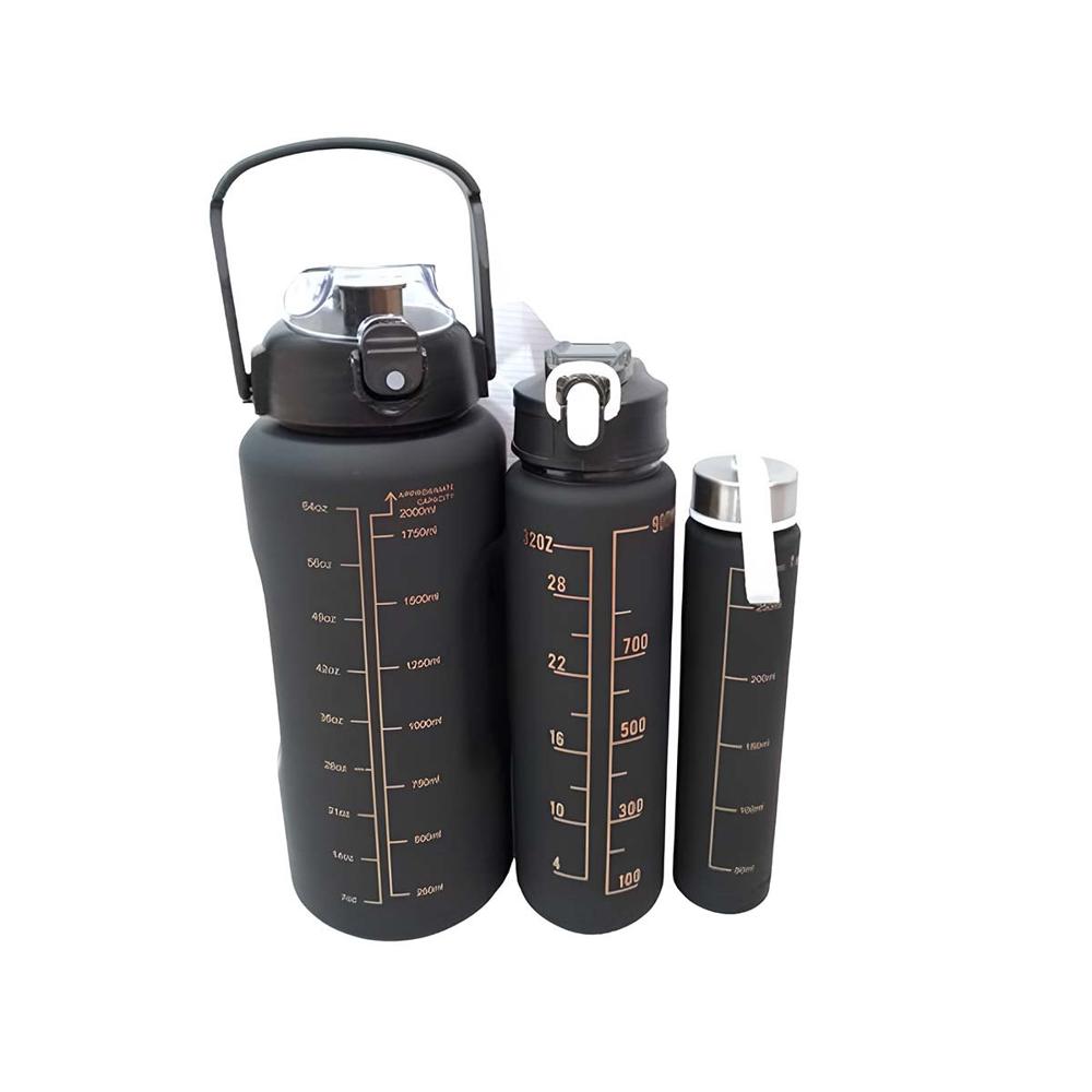 Pack12 Set de 3 Tomatodos Negro de Plastico con Tapa en 2 L 1 L y 300 Ml YRegalo Sticker