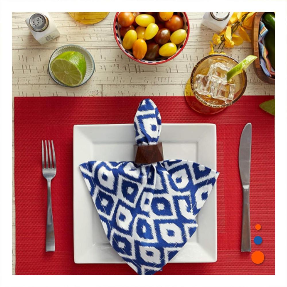 Set para Mesa 6 Individual Rectangular con Borde Rayas Guinda Estilo Elegante Y notas
