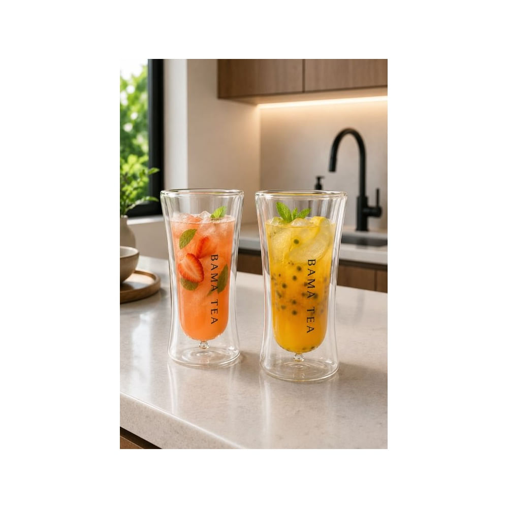 set de 2 Vasos Doble Fondo de Vidrio Borosilicato 290 ml