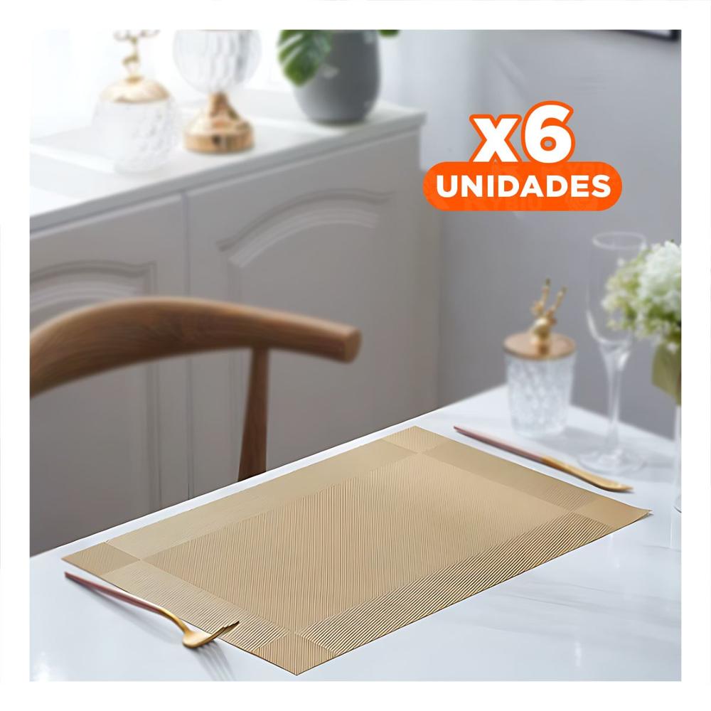 Pack6 Superficie Dorada Rectangular 30x45 cm para Comedor con Estilo Hogareno Y Papel Regalo