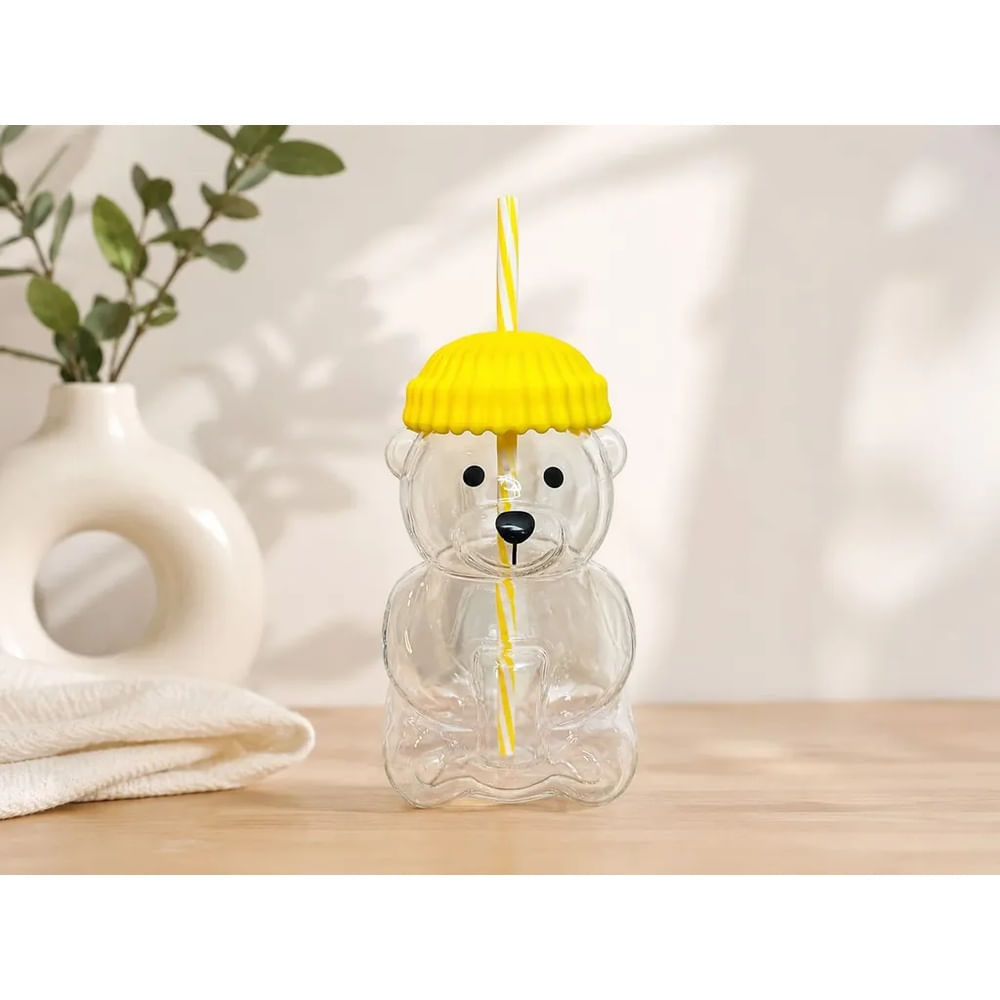 Tomatodo Oso Amarillo de Vidrio Borosilicato con Sorbete – 650 ml Amarillo
