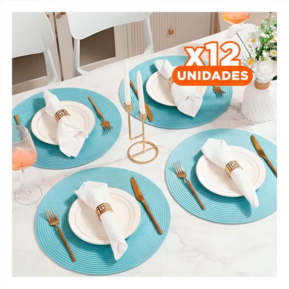 Pack12 Base Individual Circular Boho Celeste Claro para Decoracion Y Regalo Sticker